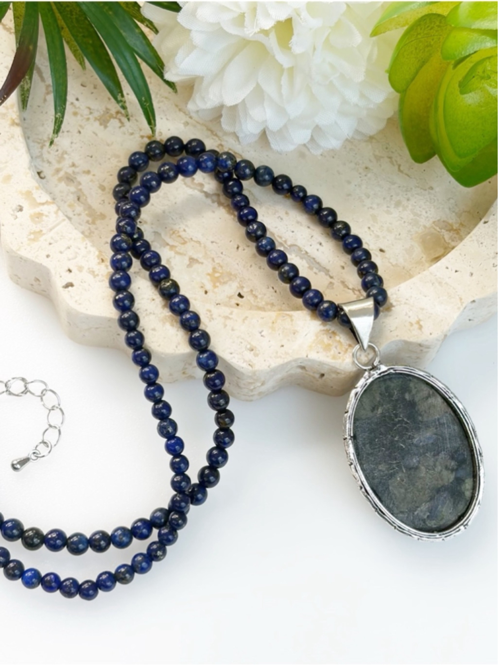 Que Sera Pendant Lapis Lazuli Necklace Sterling Silver 925 Overlay Southwest - Picture 5 of 7